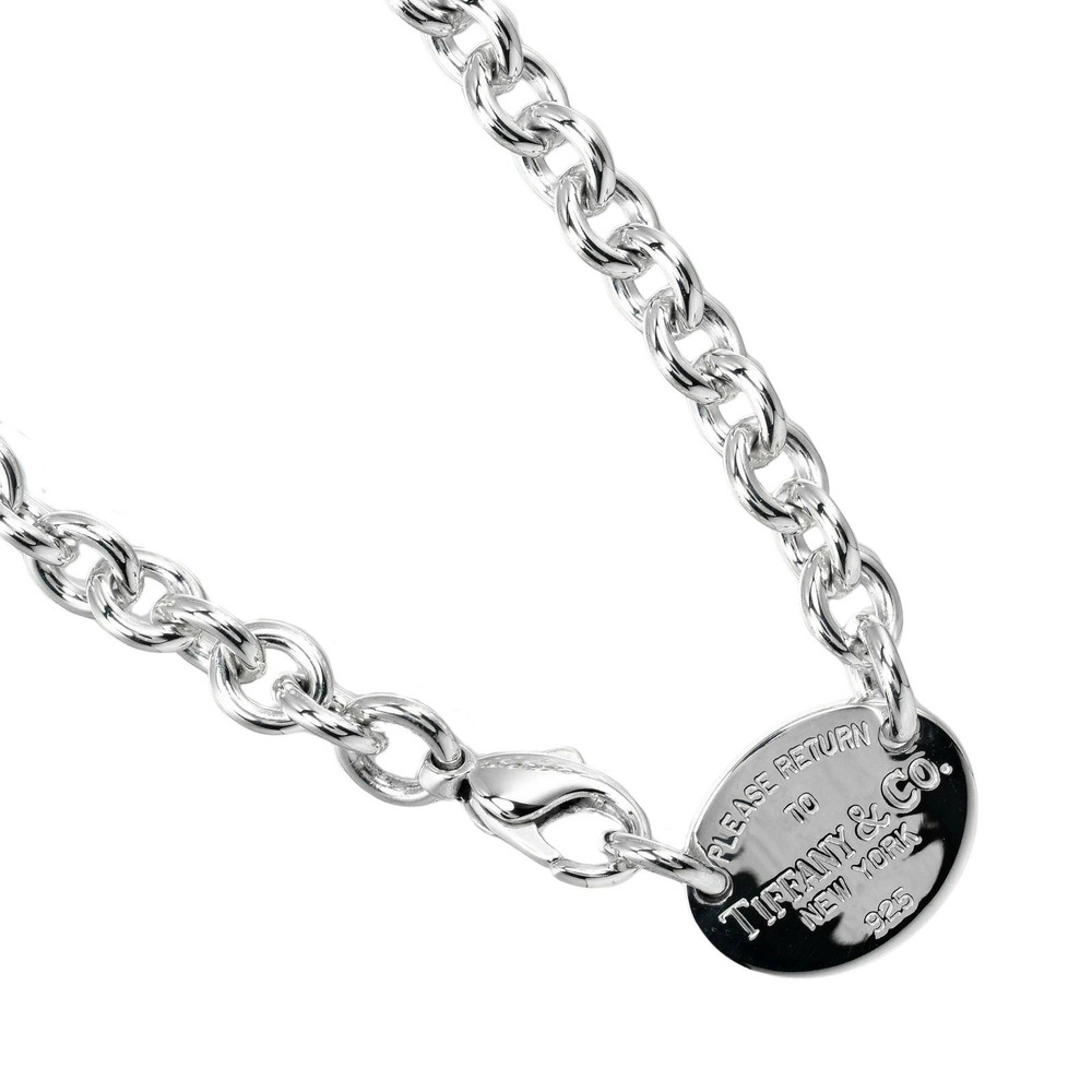 Tiffany Co to Oval Necklace Choker Sterling Silver